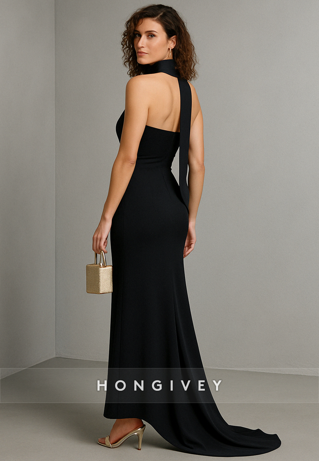 Elegant Black Strapless Detachable Ankle-Length Trumpet Evening Gowns