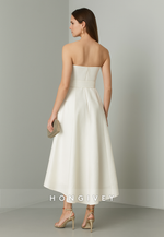 Strapless Asymmetrical A-Line Sleeveless Pleated Evening Gowns