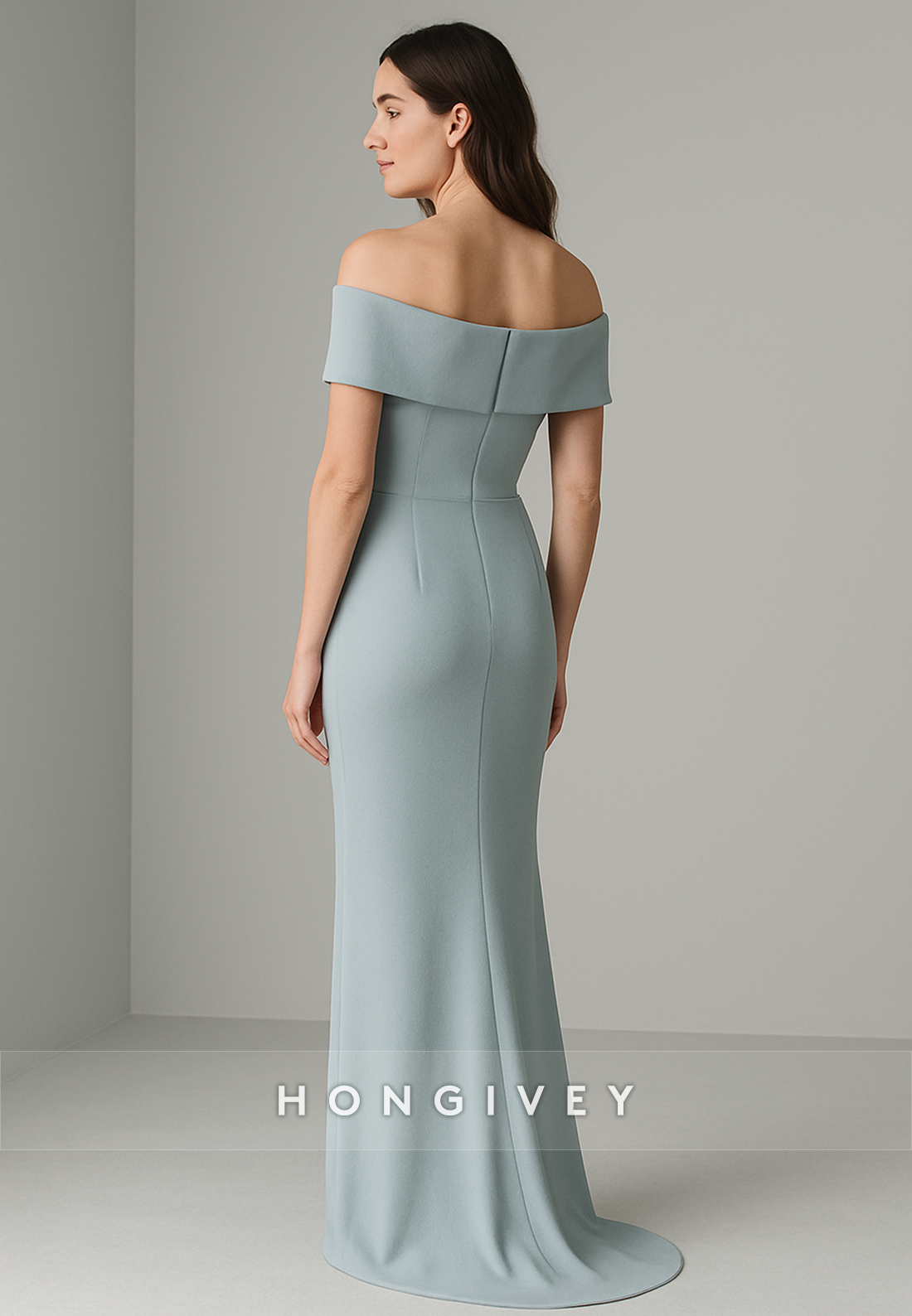 Shawl Floor-Length Column Pleated Appliques Flowers Off the Shoulder Evening Gowns