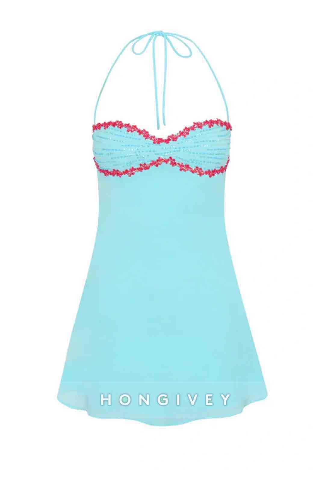 Chic A Line Spaghetti Straps Yellow Short Homecoming Dress with Sequins