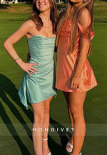 Chic Off the Shoulder Coral Pink Bodycon Satin Mini Homecoming Dress