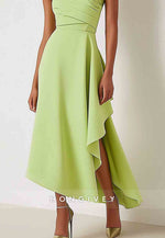 Knee-Length Sleeveless Wedding Guest Party Dress Sage Green Cocktail Party Dress