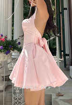 Cute A Line Sweetheart Pink Short Homecoming Dress with Bowknot