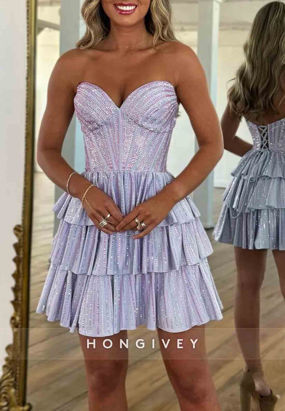 Cute Strapless A Line Sweetheart Short Homecoming Dress with Beading