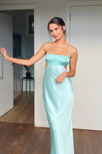 Aqua Straps Cut outs Maxi Dress with Cowl Back