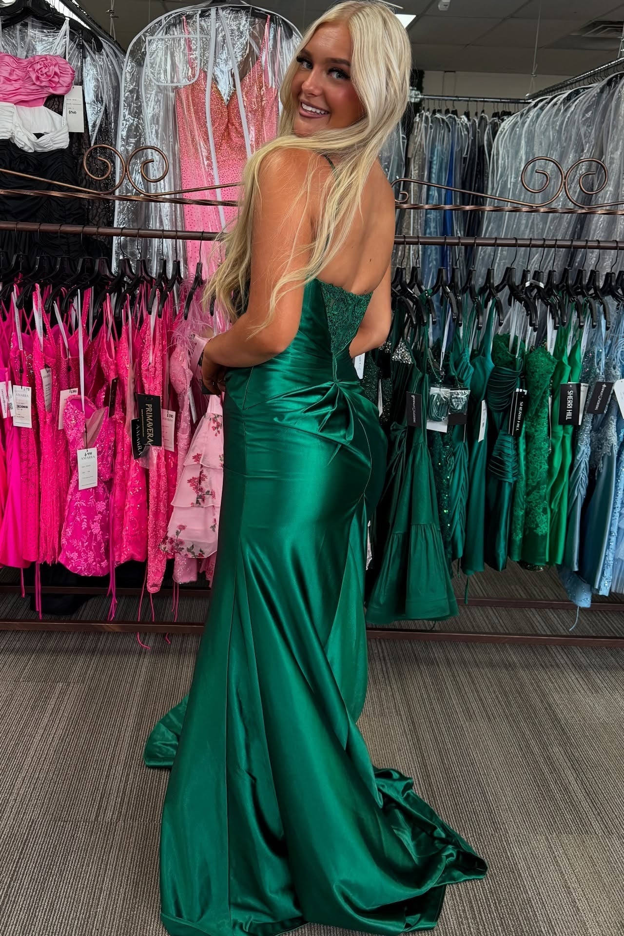 Forest Green V-Neck Bodycon Mermaid Dress