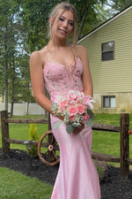 Pink Spaghetti Straps Mermaid Dress