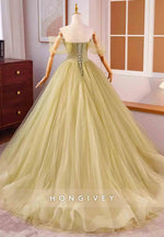 Off the Shoulder Sweetheart Princess Tulle Crisscross Back Prom Dresses