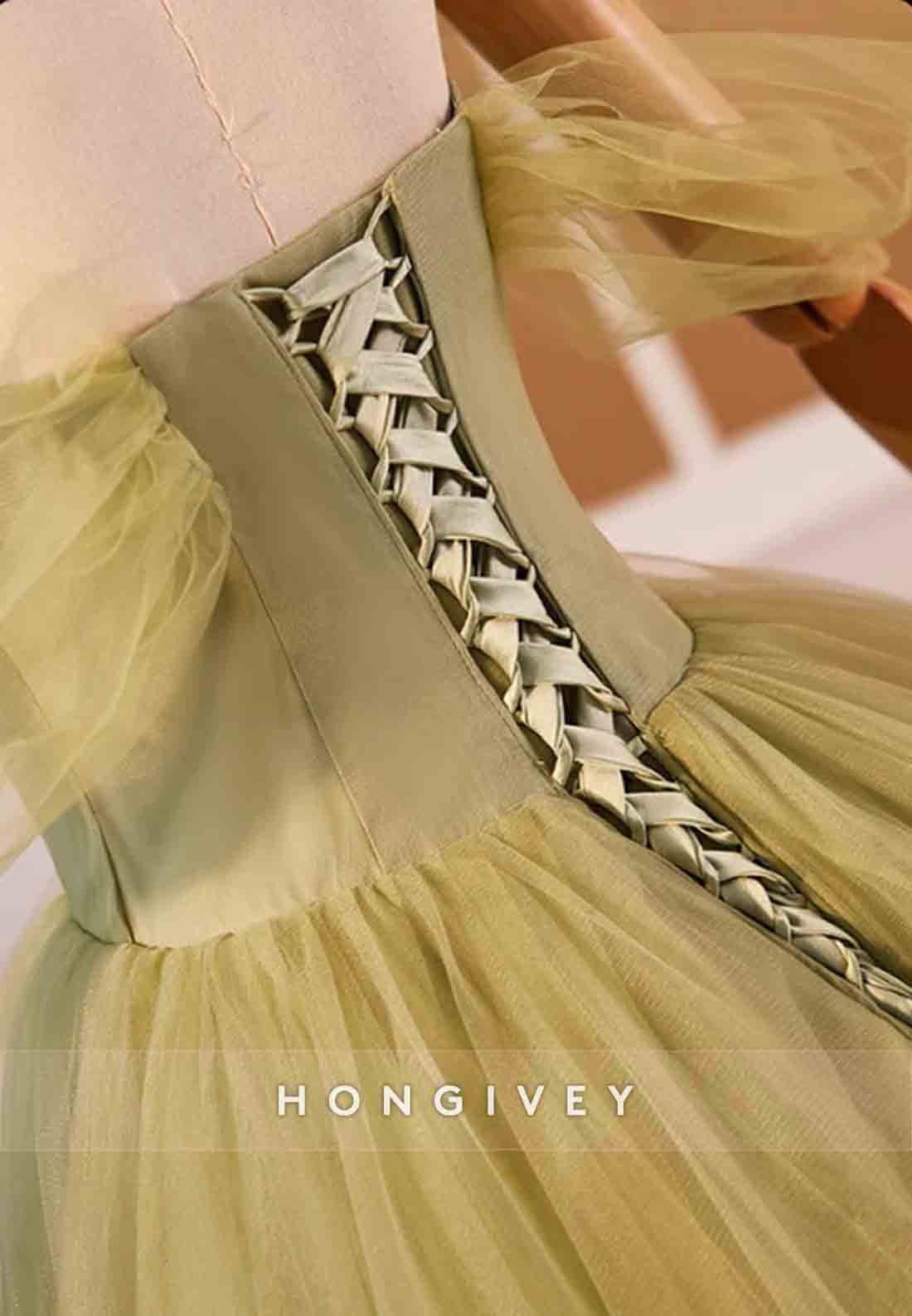 Off the Shoulder Sweetheart Princess Tulle Crisscross Back Prom Dresses