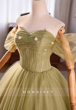 Off the Shoulder Sweetheart Princess Tulle Crisscross Back Prom Dresses