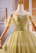 Off the Shoulder Sweetheart Princess Tulle Crisscross Back Prom Dresses