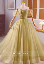 Off the Shoulder Sweetheart Princess Tulle Crisscross Back Prom Dresses