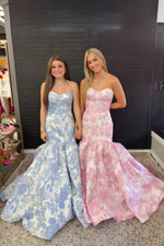 Lavender Sweetheart Embroidered Floral Mermaid Dress