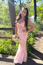 Sweetheart Floral Beaded Mermaid Long Prom Dress