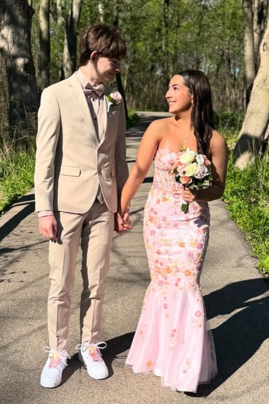 Sweetheart Floral Beaded Mermaid Long Prom Dress