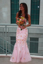 Sweetheart Floral Beaded Mermaid Long Prom Dress