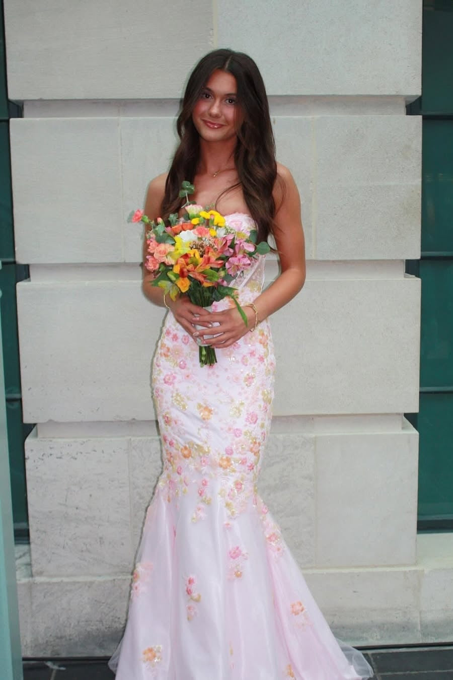 Sweetheart Floral Beaded Mermaid Long Prom Dress