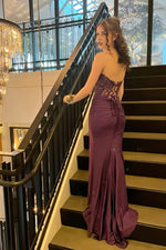 Sweetheart Grape Appliques Mermaid Prom Dress