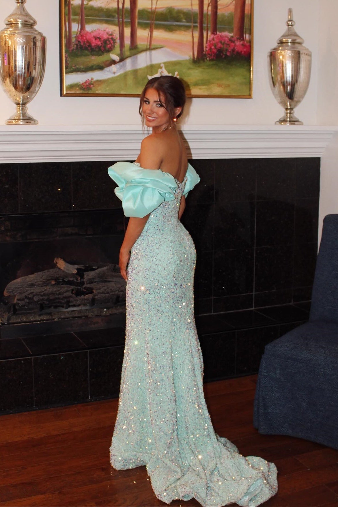 Tiffany Blue Sweetheart Sequin Mermaid Prom Dress
