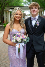 Lavender Sequin Mermaid Long Formal Prom Dress