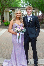 Lavender Sequin Mermaid Long Formal Prom Dress