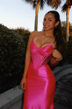 Blue Beaded Corset Mermaid Long Prom Dress