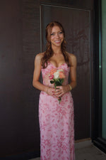 Fitted Black Sheer V-Neck Beaded Long Dress