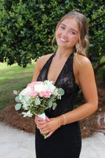 Black Halter Lace Mermaid Full-Length Dress