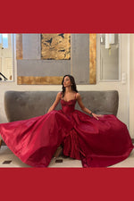 Burgundy Sweetheart A-line Slit Formal Dress