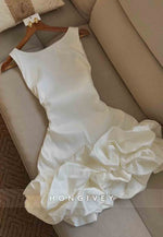 Simple Bateau Neck Satin Ruched Sweetheart A-Line Short Homecoming Dress