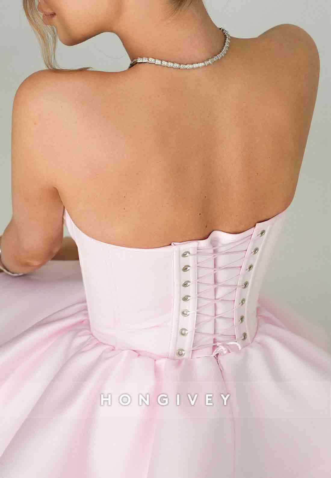 Light Pink Sweetheart Pleated Spaghetti Straps Princess Short Homecoming Dress