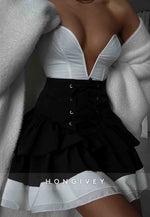 Cute V-Neck Crisscross A-Line Pink Short Homecoming Dress with Ruffles