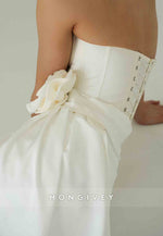 Strapless Side Draping Ruched Crisscross Back Sheath Short Homecoming Dress