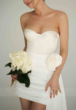 Strapless Side Draping Ruched Crisscross Back Sheath Short Homecoming Dress