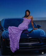 Exquisite Mermaid Strapless Grape Sequin Long Prom Dresses Senior Formal Party Dress Prom Gown