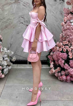 A-Line Sweetheart Ruched Sleeveless Short Homecoming Dress with Bowknots