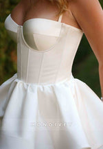 Spaghetti Straps Satin Sweetheart Pleated A-Line Short Homecoming Dresses