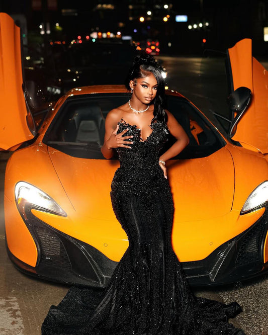 Sparkly Mermaid Sweetheart Sequined With Beads Formal Gowns Evening Maxi Prom Dress Bodycon For Women Party