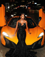 Sparkly Mermaid Sweetheart Sequined With Beads Formal Gowns Evening Maxi Prom Dress Bodycon For Women Party