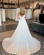 Deep V-Neck Pleated A-Line Wedding Dress
