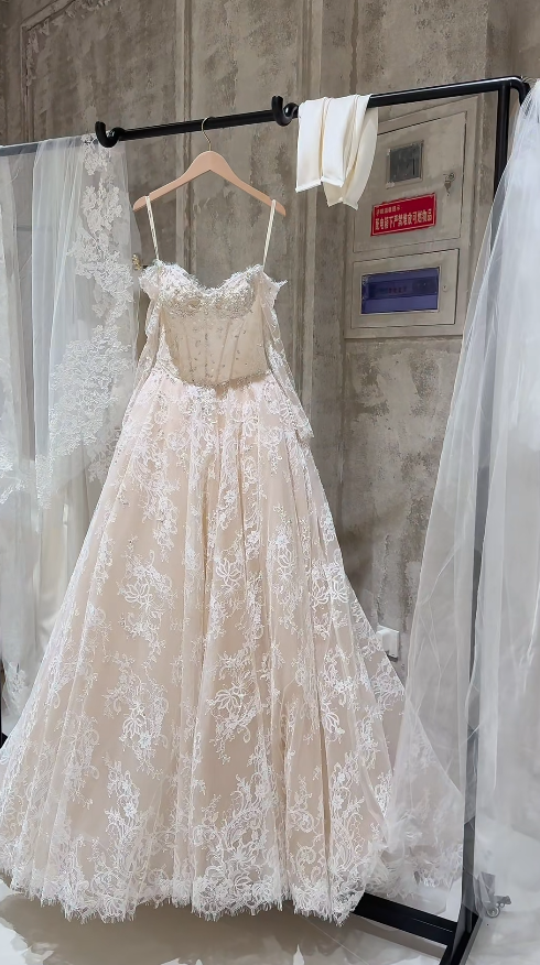 Timeless A-Line Long Wedding Dresses Lace Beaded Bridal Gowns Long Sleeves Bridal Dresses