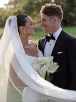 Spaghetti Strap Sleeveless Backless Mermaid Button Wedding Dress