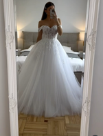 Ethereal Wedding Dress Ball Gown Off The Shoulder Tulle White Wedding Dresses Bridal Gowns