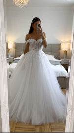 Ethereal Wedding Dress Ball Gown Off The Shoulder Tulle White Wedding Dresses Bridal Gowns