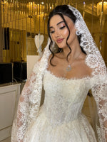 A-Line Floor-Length Off the Shoulder Long Sleeve Wedding Dress