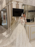 A-Line Floor-Length Off the Shoulder Long Sleeve Wedding Dress