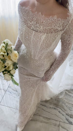 Fashion Lace Sequins Long Sleeve Mermaid Floor-Length Wedding Dress