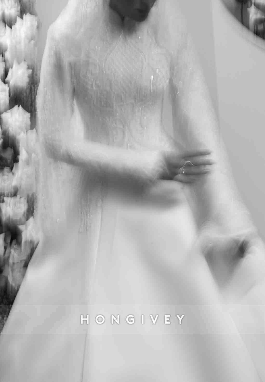 High Neck A-Line Long Sleeves Lace Chapel Train Wedding Dresses with Beading