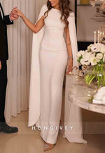 Simple Sheath Side Draping Wedding Reception Bateau Neck Wedding Dresses