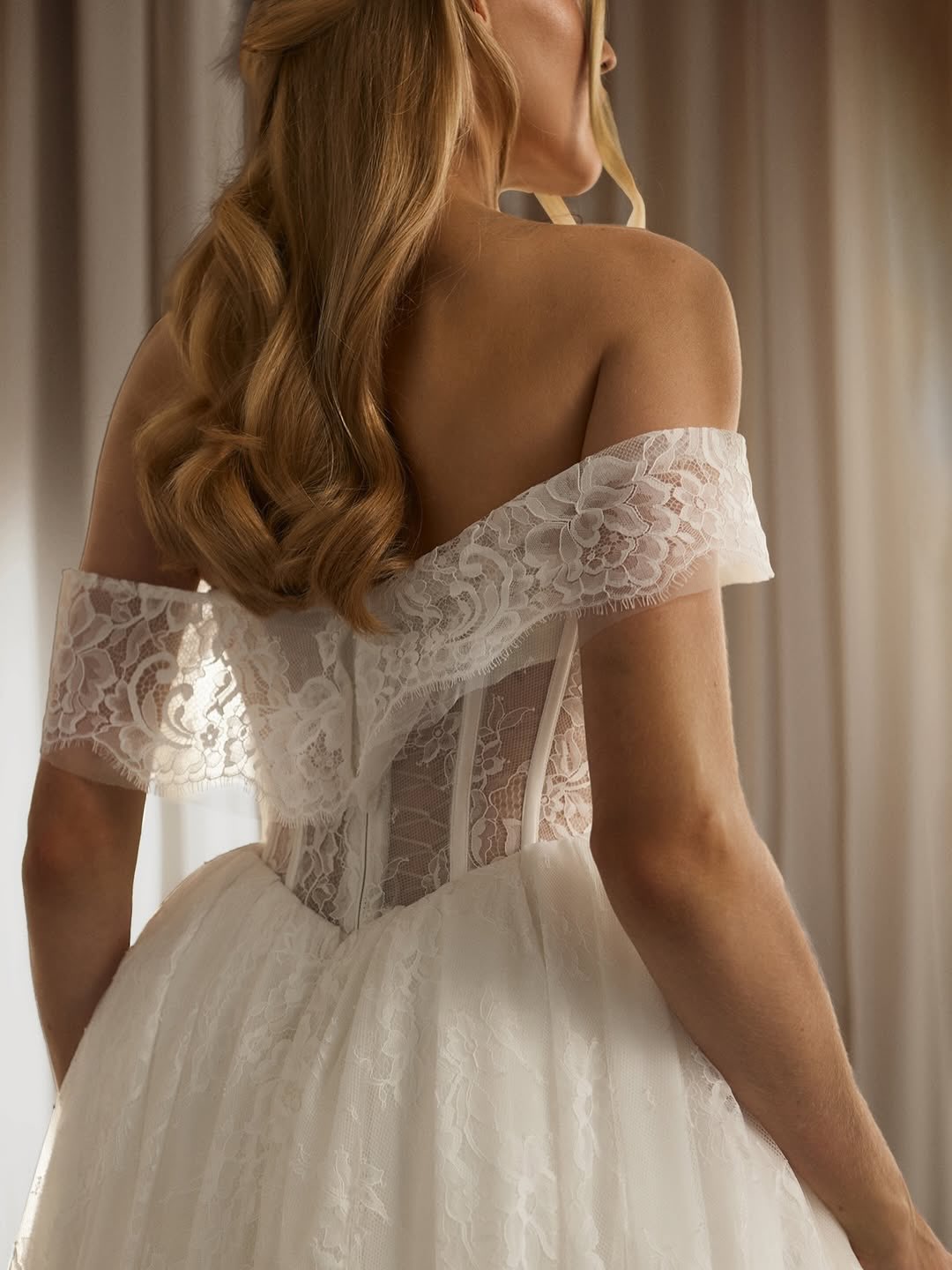 Sheer Off the Shoulder Sleeveless A-Line Floor-Length Wedding Dress